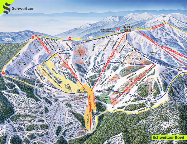 Schweitzer Bowl Ski Resort Piste Map