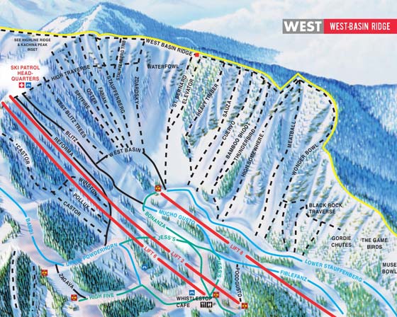 Taos Ski Valley West Basin Piste Map