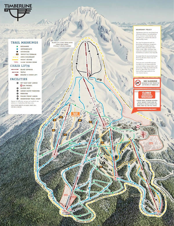 Timberline Ski Resort Piste Map