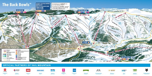 Vail Ski Resort Piste Map Back Bowls 2024