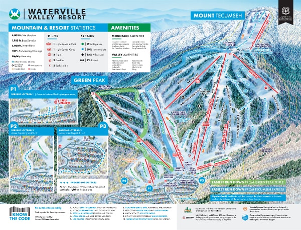 Waterville Valley Ski Resort Piste Ski Trail Map