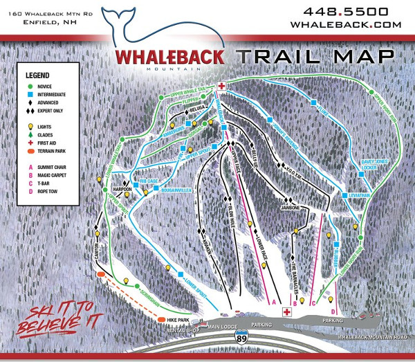 Whaleback Ski Resort Piste Map