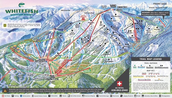 Whitefish Mountain Ski Resort Piste Map Front Side