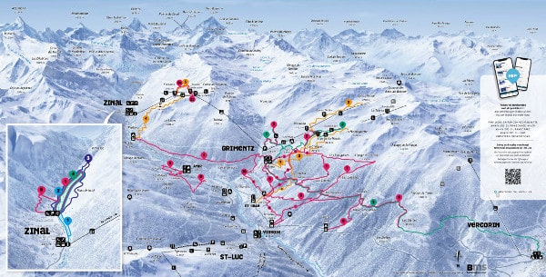 Val d'Anniviers Ski Resort Ski Touring Map