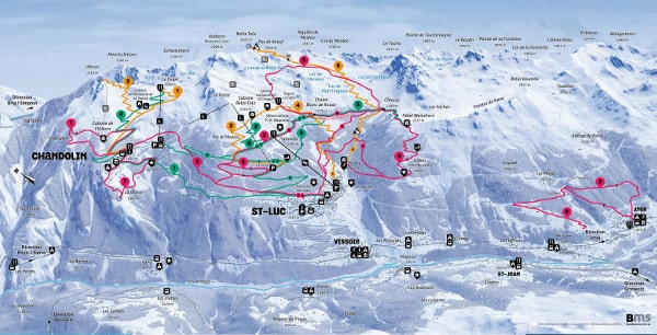 Val d'Anniviers Ski Resort Ski Touring Map